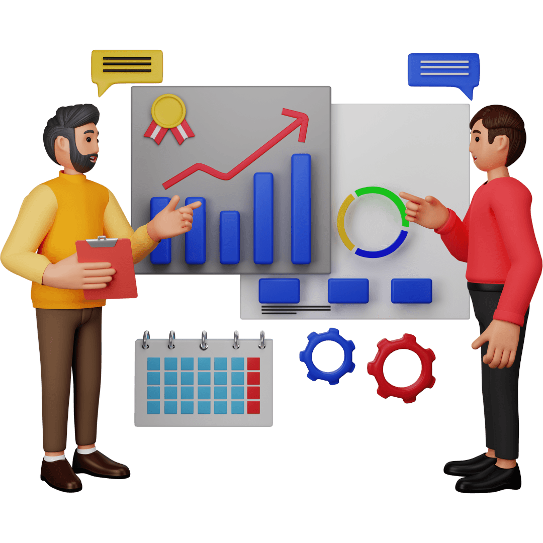 Marketers with charts