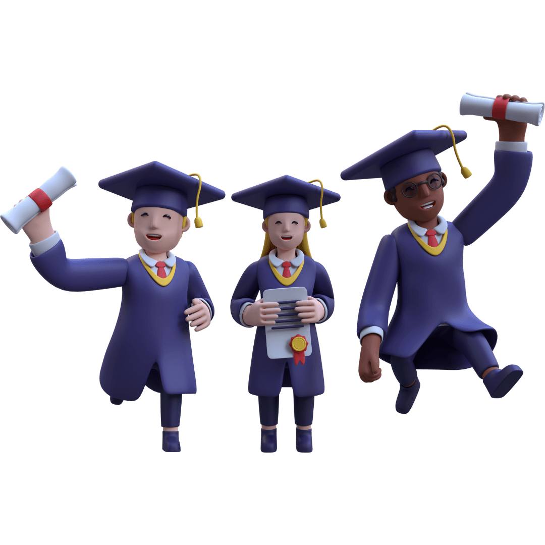 Students with graduation caps